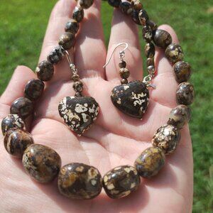 Jay King DTR mine finds Confetti Opal necklace heart earrings 925 rare